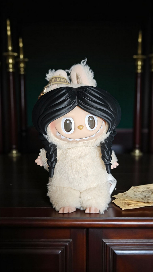 Labubu's "Crazy Adams" Wednesday Braid Wig - Spooky Chic for Your Little Monster!