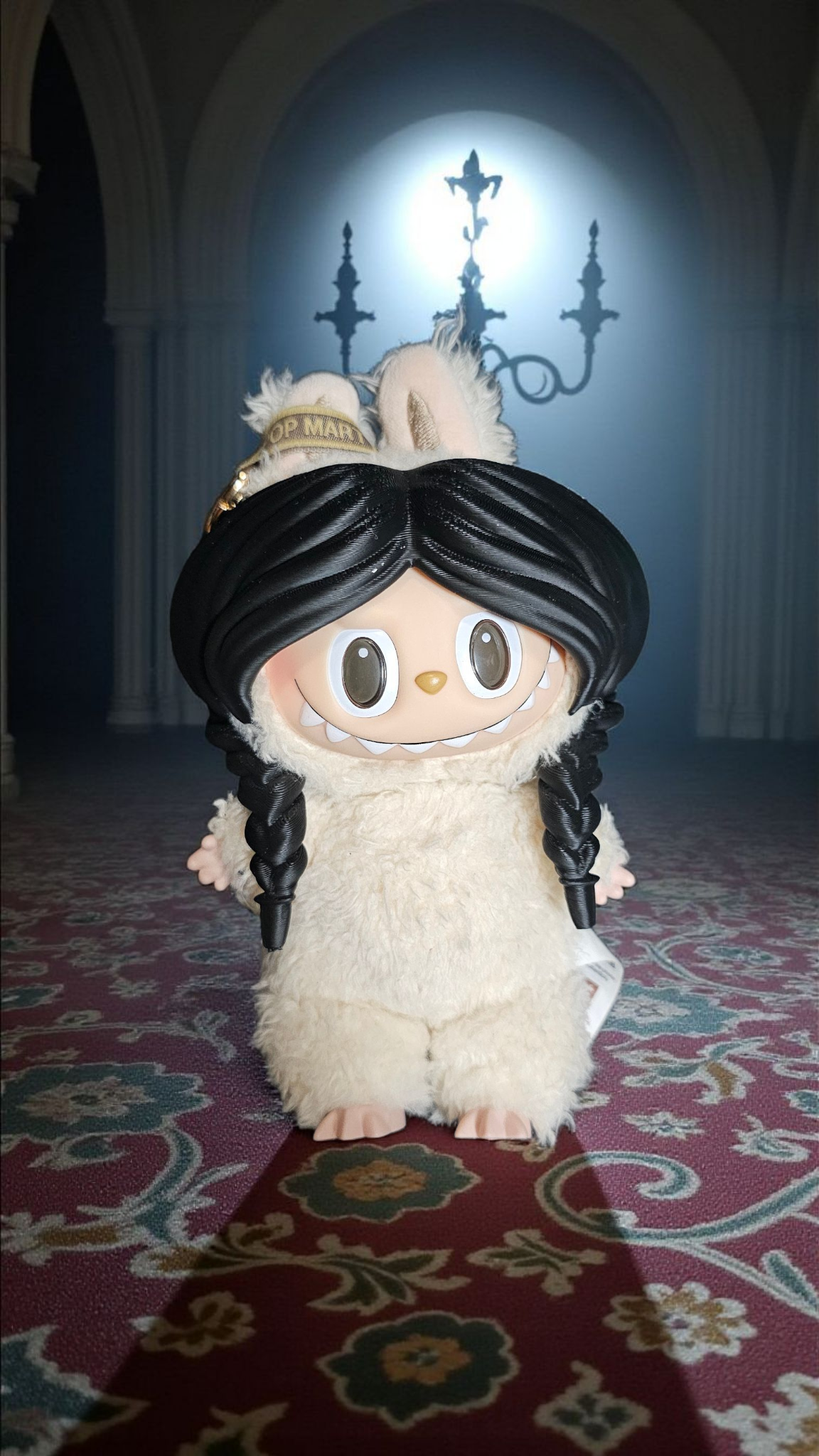 Labubu's "Crazy Adams" Wednesday Braid Wig - Spooky Chic for Your Little Monster!